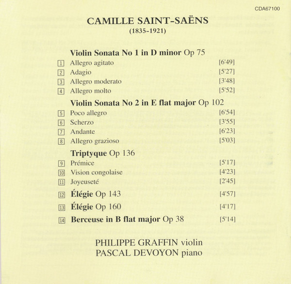Camille Saint-Saëns, Philippe Graffin, Pascal Devoyon-3