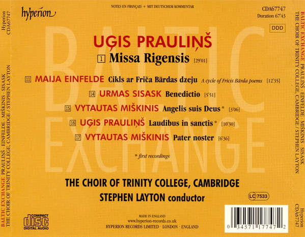 Uģis Prauliņš, Vytautas Miškinis, Urmas Sisask, Maija Einfelde - Choir Of Trinity College, Cambridge* • Stephen Layton-1