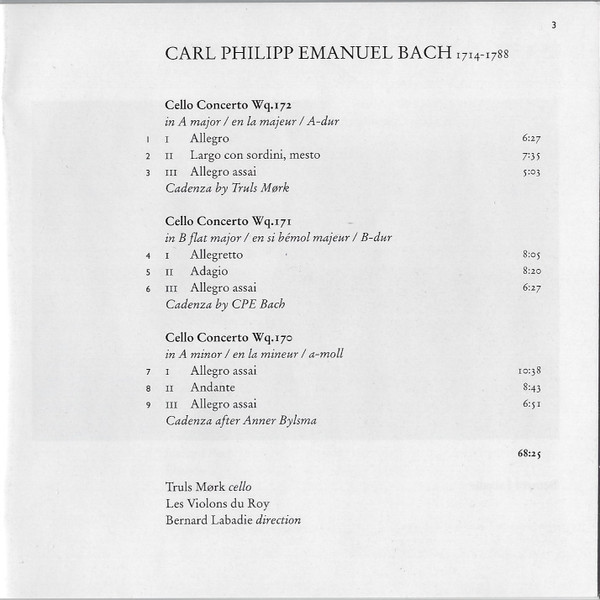Carl Philipp Emanuel Bach - Truls Mørk, Les Violons du Roy, Bernard Labadie-2