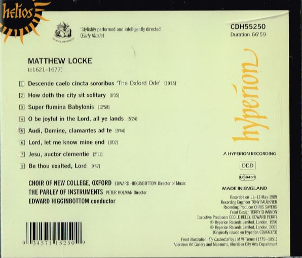 Matthew Locke - Choir Of New College, Oxford* / The Parley Of Instruments / Edward Higginbottom-1