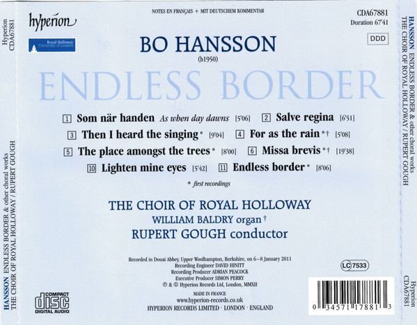 Bo Hansson (2), The Choir Of Royal Holloway*, Rupert Gough-1