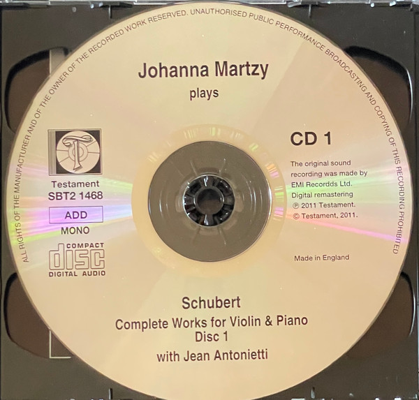 Schubert*, Johanna Martzy With Jean Antonietti-1