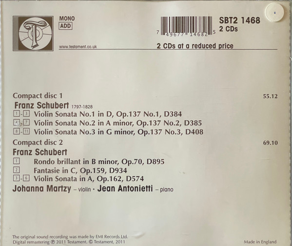 Schubert*, Johanna Martzy With Jean Antonietti-3