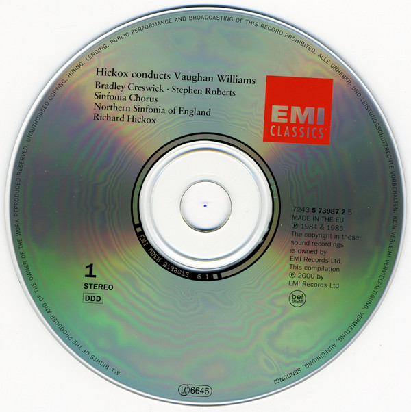 Richard Hickox conducts Vaughan Williams* – Bradley Creswick, Roger Winfield (2), Northern Sinfonia Of England*-4