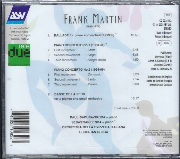 Frank Martin (3) - Paul Badura-Skoda, Sebastian Benda, Orchestra Della Svizzera Italiana*, Christian Benda-2