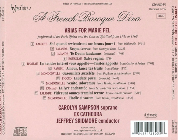 Carolyn Sampson, Ex Cathedra (2), Jeffrey Skidmore - Louis Lacoste, Michel Richard Delalande, Jean-Philippe Rameau, Jean-Jacques Rousseau, Joseph Hector Fiocco & Jean Joseph Cassanea De Mondonville-1