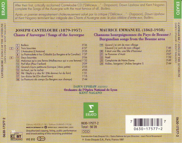 Canteloube* • Emmanuel* -- Dawn Upshaw, Kent Nagano / Orchestre De L'Opéra National De Lyon*-1