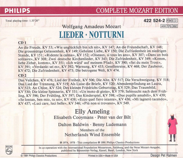 Mozart*, Elisabeth Cooymans, Peter van der Bilt, Dalton Baldwin, Benny Ludemann, Elly Ameling, The Netherlands Wind Ensemble*-1