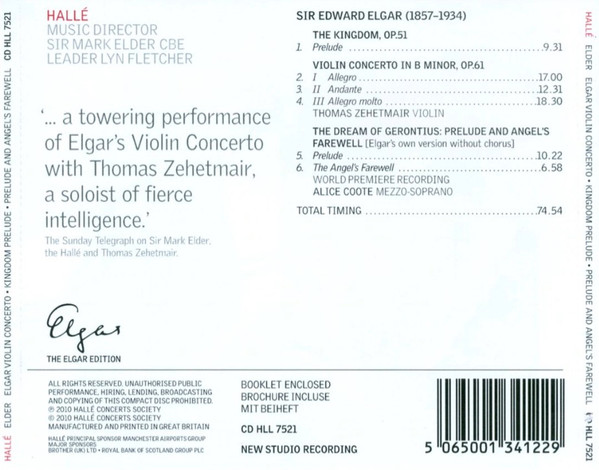 Sir Edward Elgar, Hallé Orchestra, Mark Elder (2), Thomas Zehetmair-1