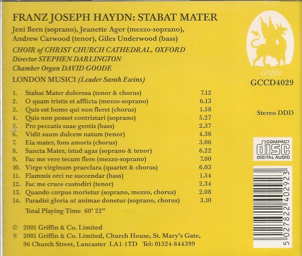 The Choir Of Christ Church Cathedral, Oxford*, Stephen Darlington, Jeni Bern, Jeanette Ager, Andrew Carwood, Giles Underwood, David Goode, London Musici-1