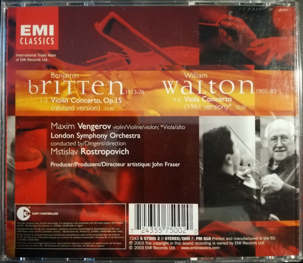 Maxim Vengerov, Mstislav Rostropovich, London Symphony Orchestra, Britten*, Walton*-1