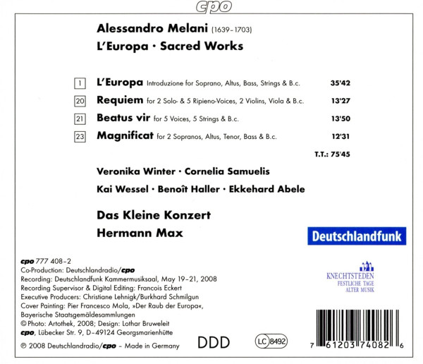 Alessandro Melani - Winter* · Samuelis* · Wessel* · Haller* · Abele* · Das Kleine Konzert · Hermann Max-1