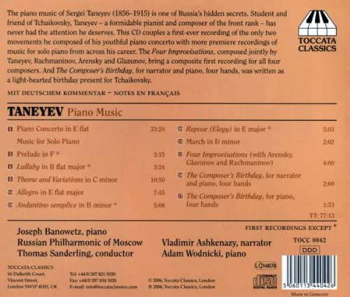 Sergey Ivanovich Taneyev - Joseph Banowetz, Russian Philharmonic Of Moscow*, Thomas Sanderling With Vladimir Ashkenazy And Adam Wodnicki-1