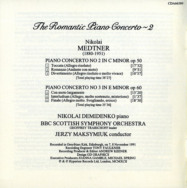 Medtner* | Nikolai Demidenko, BBC Scottish Symphony Orchestra, Jerzy Maksymiuk-1