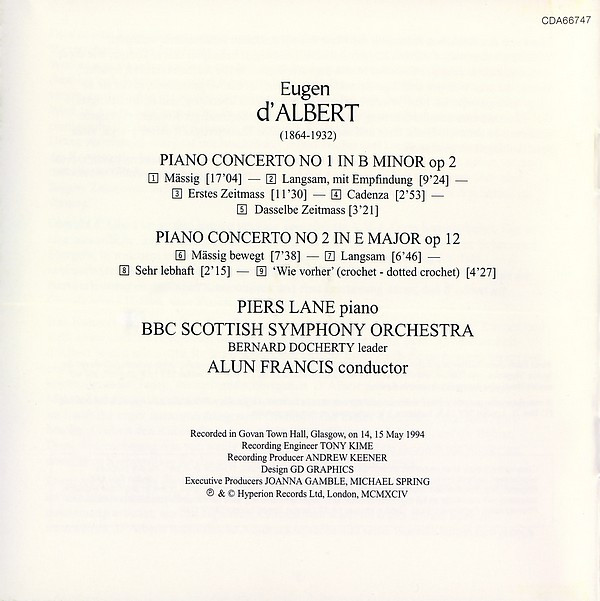 D'Albert* - Piers Lane, BBC Scottish Symphony Orchestra, Alun Francis-1