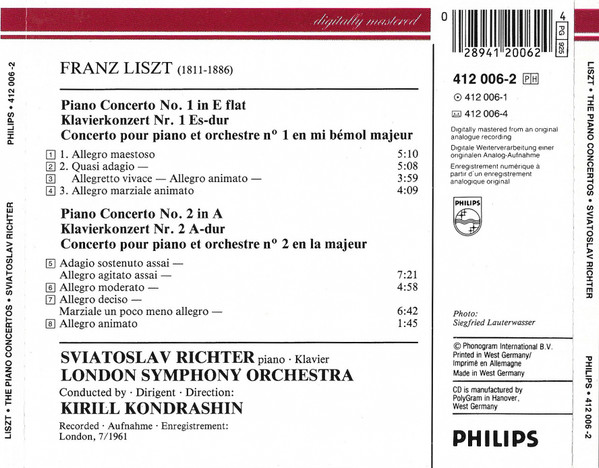 Liszt* ; Sviatoslav Richter, London Symphony Orchestra, Kirill Kondrashin*-1