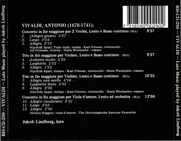 Antonio Vivaldi, Jakob Lindberg, Nils-Erik Sparf, Monica Huggett, Drottningholms Barockensemble-1