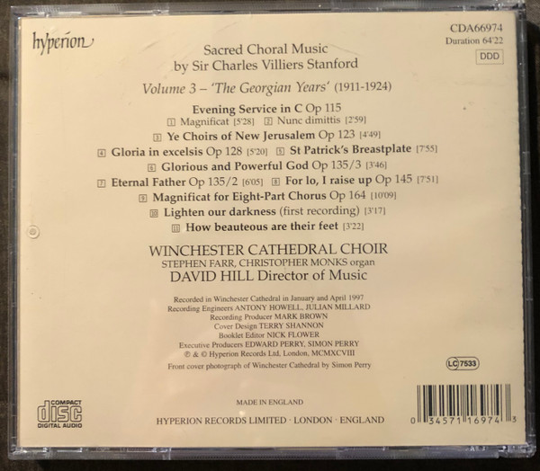 Charles Villiers Stanford, Winchester Cathedral Choir, David Hill, Stephen Farr-1