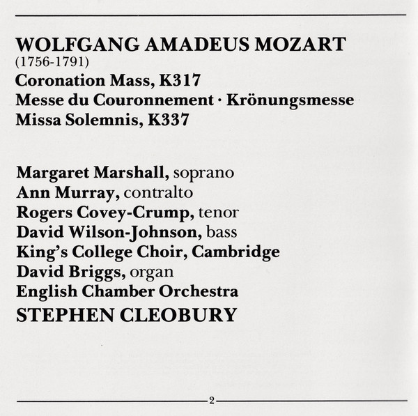 Wolfgang Amadeus Mozart, English Chamber Orchestra, The King's College Choir Of Cambridge, Stephen Cleobury-3