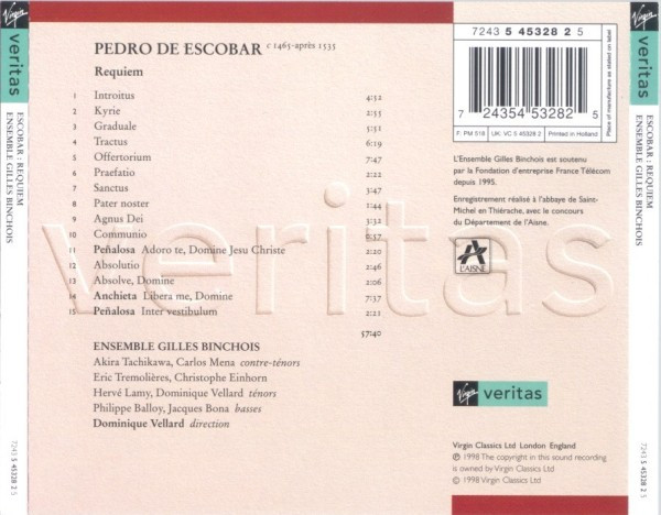 Pedro De Escobar : Ensemble Gilles Binchois / Dominique Vellard-1