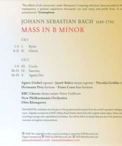 J.S. Bach* - Agnes Giebel · Janet Baker · Nicolai Gedda · Hermann Prey · Franz Crass · BBC Chorus* · New Philharmonia Orchestra · Otto Klemperer-2