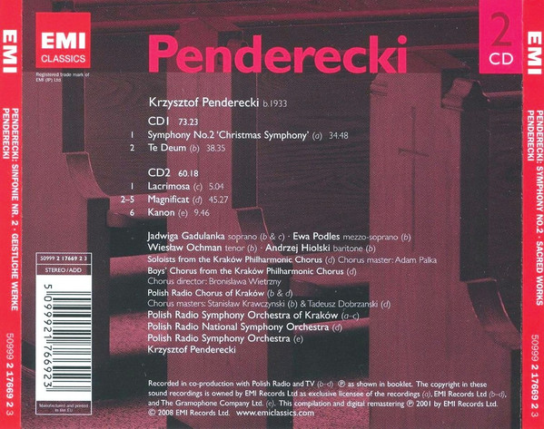 Krzysztof Penderecki - Krzysztof Penderecki, Chór Polskiego Radia & Orkiestra Symfoniczna Polskiego Radia W Krakowie-1