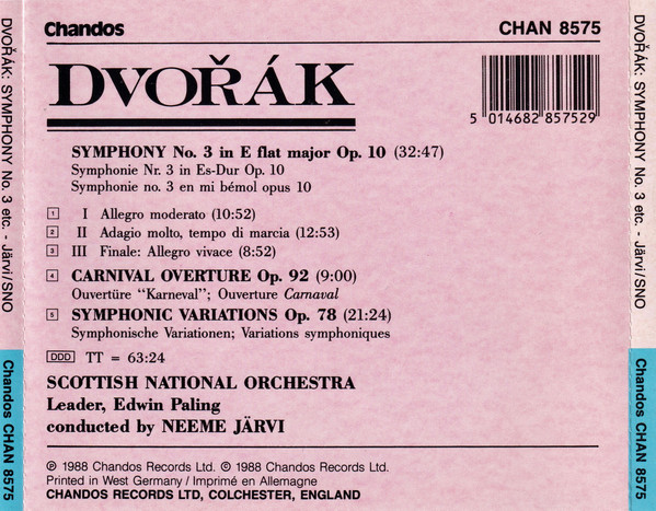 Dvořák*, Scottish National Orchestra* Conducted By Neeme Järvi-1