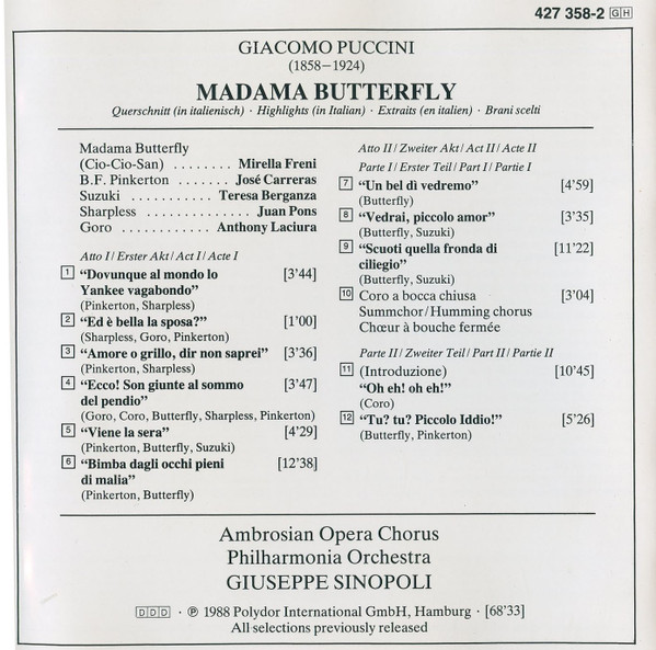 Puccini*, Giuseppe Sinopoli, Mirella Freni, José Carreras, Teresa Berganza, Juan Pons, Ambrosian Opera Chorus* & Philharmonia Orchestra-1