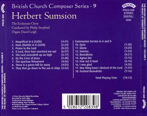 Herbert Sumsion, The Ecclesium Choir Conducted By Philip Stopford-1