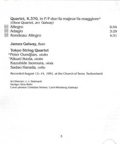 James Galway, Tokyo String Quartet, Mozart*-4