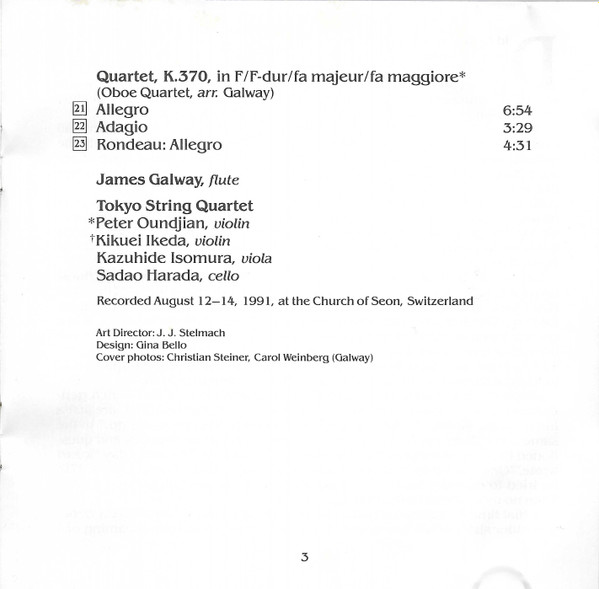 James Galway, Tokyo String Quartet, Mozart*-4