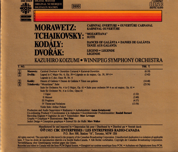Morawetz* / Tchaikovsky* / Kodály* / Dvořák* / Winnipeg Symphony Orchestra, Kazuhiro Koizumi-1