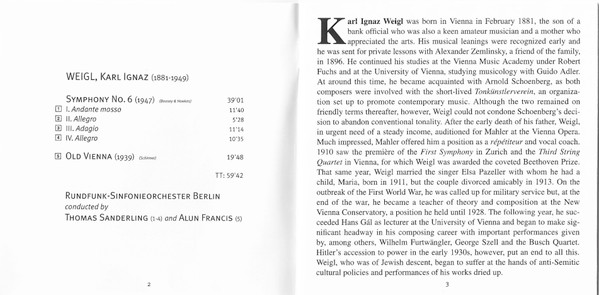 Karl Weigl, Rundfunk-Sinfonieorchester Berlin, Thomas Sanderling, Alun Francis-3