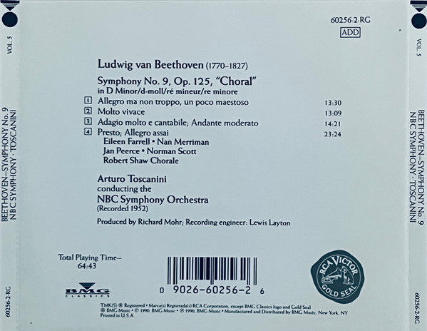 Beethoven*, Farrell*, Merriman*, Peerce*, Scott*, Robert Shaw Chorale*, Arturo Toscanini, NBC Symphony Orchestra-1