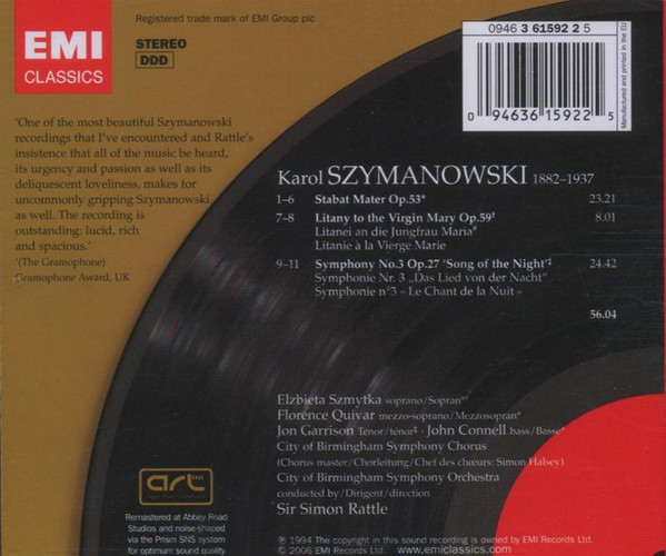 Karol Szymanowski - Elzbieta Szmytka · Florence Quivar · John Connell (3) · Jon Garrison · City Of Birmingham Symphony Orchestra Chorus · City Of Birmingham Symphony Orchestra · Sir Simon Rattle-1