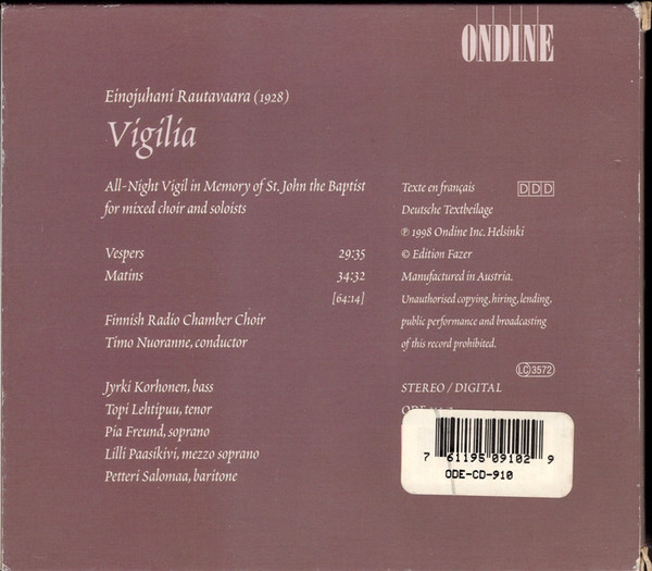 Einojuhani Rautavaara, Finnish Radio Chamber Choir*, Timo Nuoranne-1