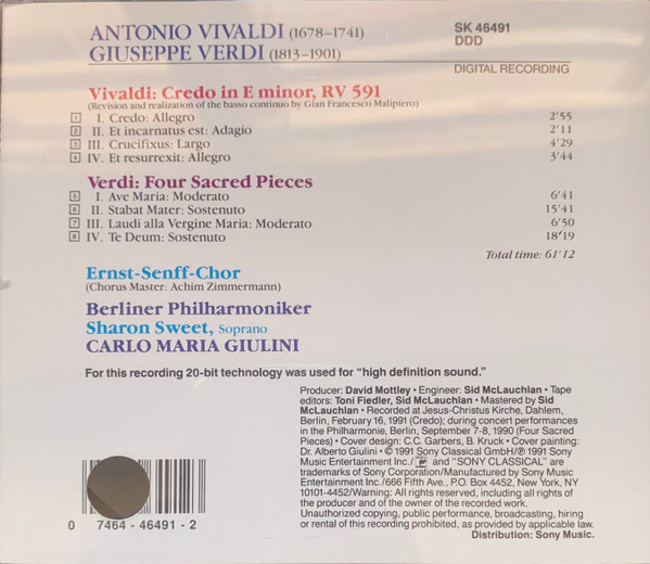 Verdi* / Vivaldi* / Sharon Sweet, Ernst-Senff-Chor*, Berliner Philharmoniker, Carlo Maria Giulini-1
