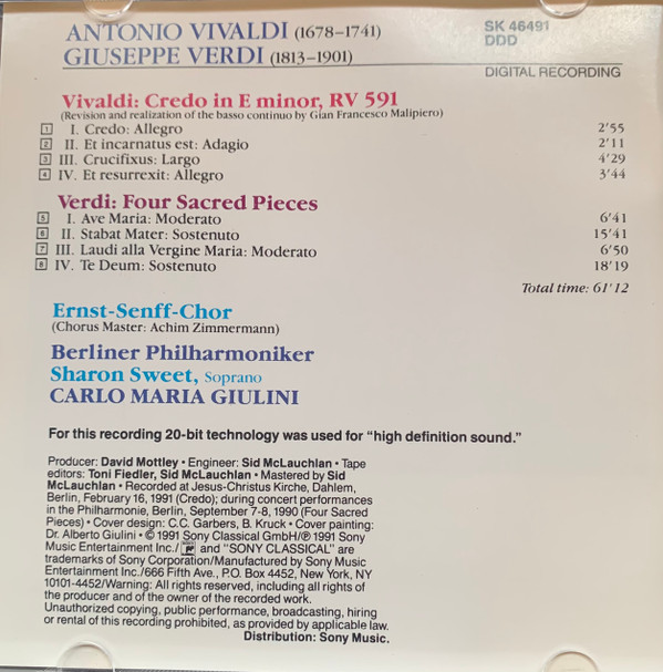 Verdi* / Vivaldi* / Sharon Sweet, Ernst-Senff-Chor*, Berliner Philharmoniker, Carlo Maria Giulini-2