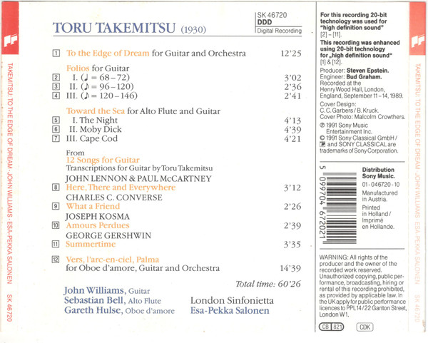 Toru Takemitsu Played By John Williams (7), Esa-Pekka Salonen, London Sinfonietta, Sebastian Bell, Gareth Hulse-1