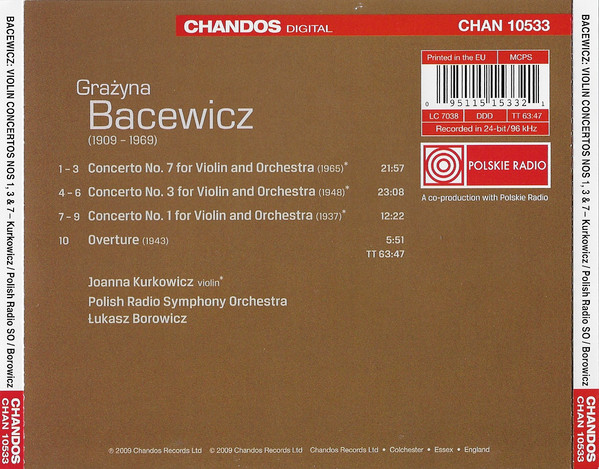 Grażyna Bacewicz – Joanna Kurkowicz, Polish Radio Symphony Orchestra*, Łukasz Borowicz-1