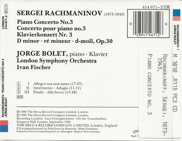 Rachmaninov* - Jorge Bolet • London Symphony Orchestra • Ivan Fischer-1