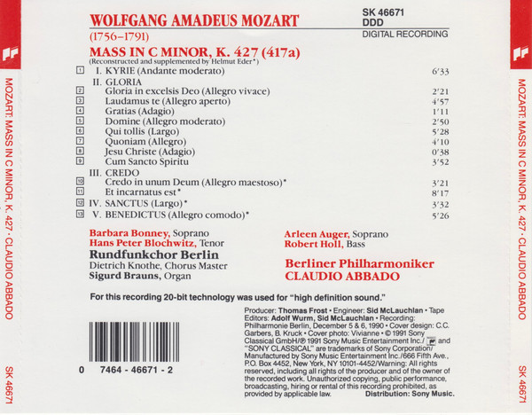 Mozart*, Barbara Bonney, Arleen Auger, Hans Peter Blochwitz, Robert Holl, Rundfunkchor Berlin, Berliner Philharmoniker, Claudio Abbado-1