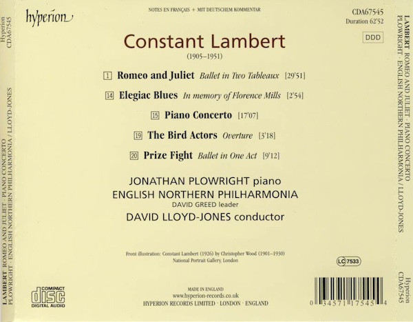 Constant Lambert, Jonathan Plowright, English Northern Philharmonia, David Lloyd-Jones-1