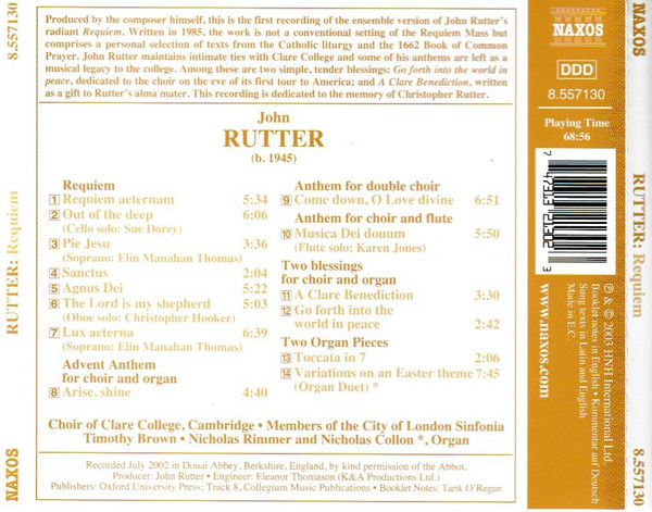 John Rutter - Choir Of Clare College Cambridge*, Timothy Brown (3)-2
