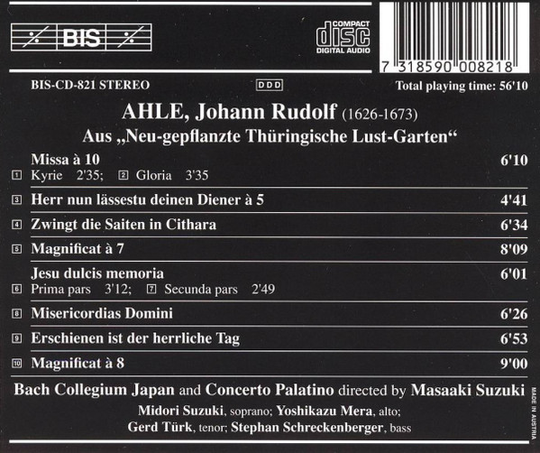 Johann Rudolf Ahle, Bach Collegium Japan, Concerto Palatino, Masaaki Suzuki-1