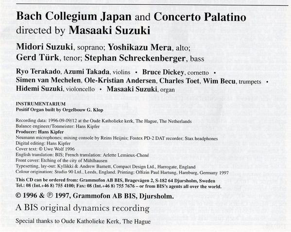 Johann Rudolf Ahle, Bach Collegium Japan, Concerto Palatino, Masaaki Suzuki-2