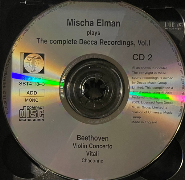 Mischa Elman, Mozart*, Beethoven*, Tchaikovsky*, Bruch*, Wieniawski*-3