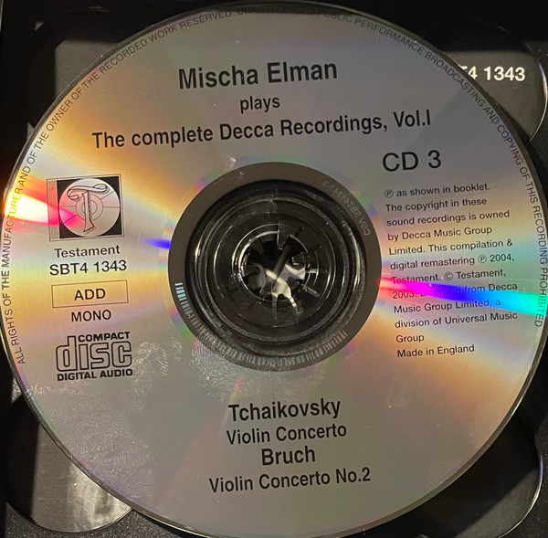 Mischa Elman, Mozart*, Beethoven*, Tchaikovsky*, Bruch*, Wieniawski*-4