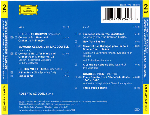 George Gershwin, Edward MacDowell, Heitor Villa-Lobos, Charles Ives, Roberto Szidon, London Philharmonic Orchestra, Edward Downes-1