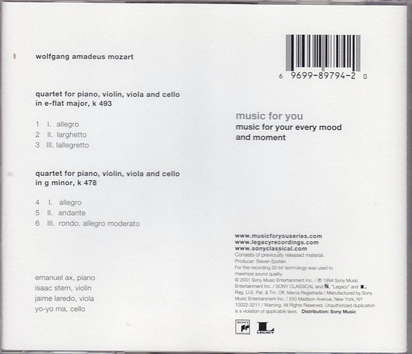 Mozart* - Ax*, Stern*, Laredo*, Ma*-1